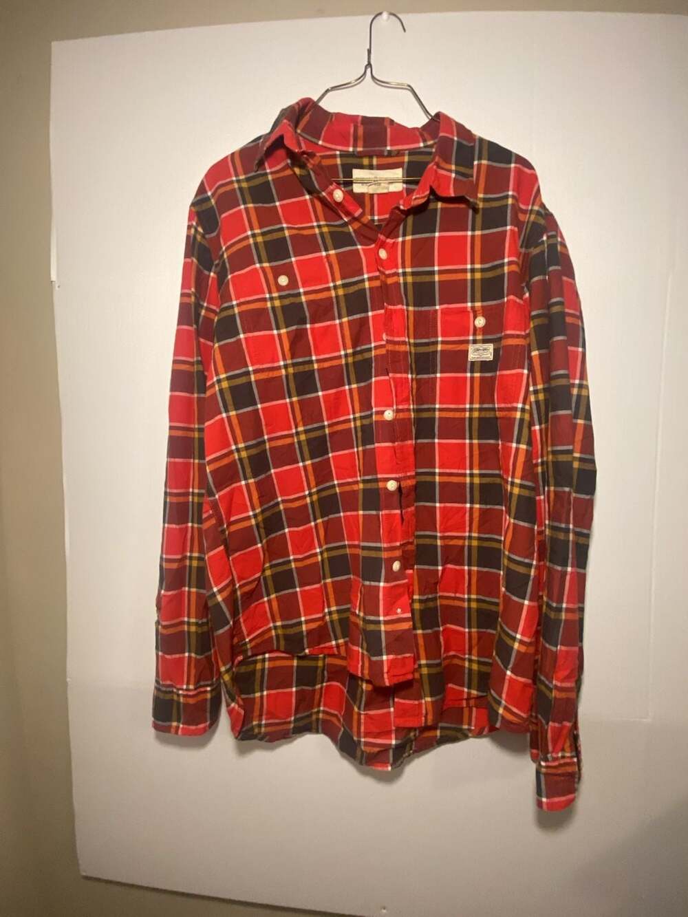 Denim & Supply Ralph Lauren Men's Red Plaid Long Sleeve Flannel Work Shirt